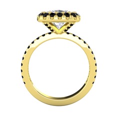 Hale Tektaş Yüzük - Swarovski ve siyah zirkon 14 ayar altın yüzük #19aca29