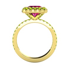 Rodolit garnet ve peridot 8 ayar altın yüzük