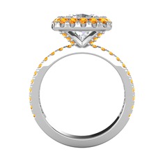 Hale Tektaş Yüzük - Swarovski ve sitrin 18 ayar beyaz altın yüzük #19qiwjl