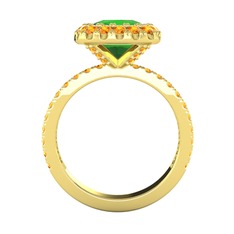 Yeşil kuvars ve sitrin 14 ayar altın yüzük