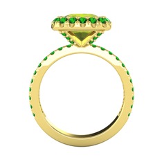 Peridot ve yeşil kuvars 8 ayar altın yüzük