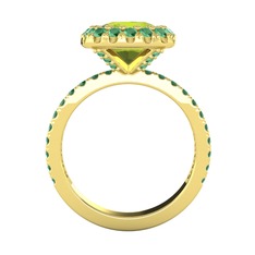 Hale Tektaş Yüzük - Peridot ve kök zümrüt 14 ayar altın yüzük #1b5tnyi