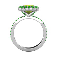 Hale Tektaş Yüzük - Peridot ve yeşil kuvars 14 ayar beyaz altın yüzük #1cebscd