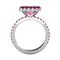 Hale Tektaş Yüzük - Pembe kuvars ve rodolit garnet 8 ayar beyaz altın yüzük #1chjra