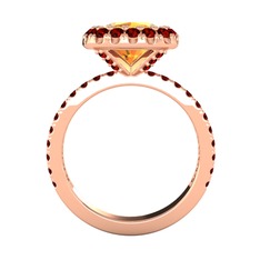 Hale Tektaş Yüzük - Sitrin ve garnet 8 ayar rose altın yüzük #1d28ydp