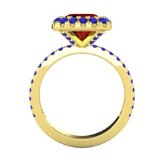 Garnet ve lab safir 14 ayar altın yüzük