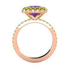 Hale Tektaş Yüzük - Ametist ve peridot 14 ayar rose altın yüzük #1d624h7