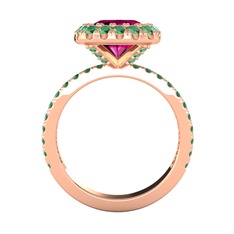 Hale Tektaş Yüzük - Rodolit garnet ve kök zümrüt 8 ayar rose altın yüzük #1dcvw0d