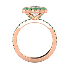 Hale Tektaş Yüzük - Swarovski ve kök zümrüt 8 ayar rose altın yüzük #1dqdwq2