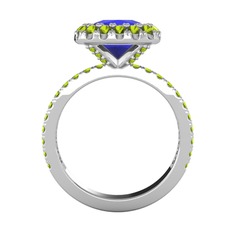 Hale Tektaş Yüzük - Lab safir ve peridot 8 ayar beyaz altın yüzük #1e395at