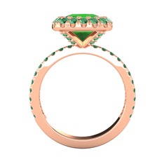 Hale Tektaş Yüzük - Yeşil kuvars ve kök zümrüt 8 ayar rose altın yüzük #1en08mc