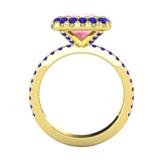 Hale Tektaş Yüzük - Pembe kuvars ve lab safir 14 ayar altın yüzük #1fdutbi