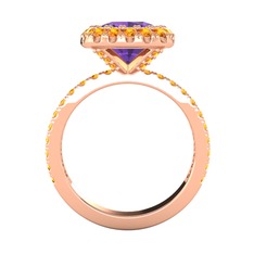 Hale Tektaş Yüzük - Ametist ve sitrin 925 ayar rose altın kaplama gümüş yüzük #1fm2d8y