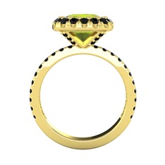 Hale Tektaş Yüzük - Peridot ve siyah zirkon 14 ayar altın yüzük #1ggu290