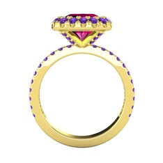 Hale Tektaş Yüzük - Rodolit garnet ve ametist 8 ayar altın yüzük #1giedcq