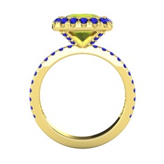 Peridot ve lab safir 18 ayar altın yüzük