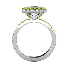 Hale Tektaş Yüzük - Beyaz zirkon ve peridot 14 ayar beyaz altın yüzük #1jczycg