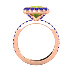 Peridot ve lab safir 925 ayar rose altın kaplama gümüş yüzük