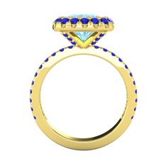 Hale Tektaş Yüzük - Akuamarin ve lab safir 18 ayar altın yüzük #1juetfl