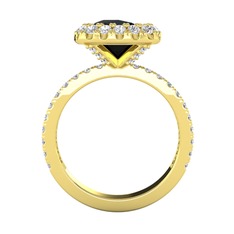 Siyah zirkon ve beyaz zirkon 8 ayar altın yüzük