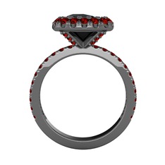Hale Tektaş Yüzük - Siyah zirkon ve garnet 925 ayar siyah rodyum kaplama gümüş yüzük #1lk7lvq