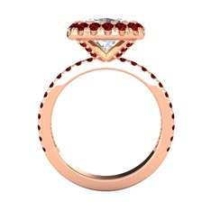Hale Tektaş Yüzük - Beyaz zirkon ve garnet 8 ayar rose altın yüzük #1lr749h