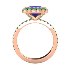 Hale Tektaş Yüzük - Lab safir ve kök zümrüt 925 ayar rose altın kaplama gümüş yüzük #1m4nd0j