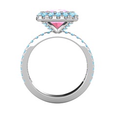 Hale Tektaş Yüzük - Pembe kuvars ve akuamarin 14 ayar beyaz altın yüzük #1m5qzgl