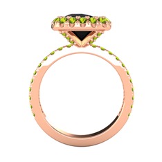 Siyah zirkon ve peridot 14 ayar rose altın yüzük