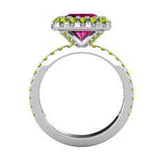 Hale Tektaş Yüzük - Rodolit garnet ve peridot 8 ayar beyaz altın yüzük #1moz52a