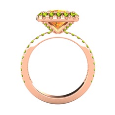 Hale Tektaş Yüzük - Sitrin ve peridot 14 ayar rose altın yüzük #1n6rzae
