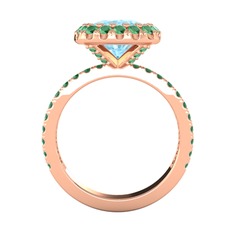 Hale Tektaş Yüzük - Akuamarin ve kök zümrüt 925 ayar rose altın kaplama gümüş yüzük #1nmexu2