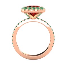 Hale Tektaş Yüzük - Garnet ve kök zümrüt 8 ayar rose altın yüzük #1nr0yav
