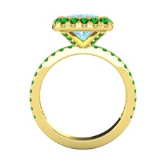 Hale Tektaş Yüzük - Akuamarin ve yeşil kuvars 8 ayar altın yüzük #1nygbql