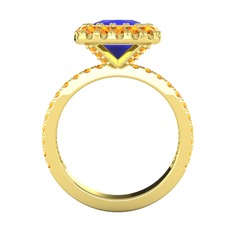 Lab safir ve sitrin 925 ayar altın kaplama gümüş yüzük