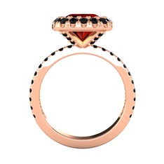 Garnet ve siyah zirkon 8 ayar rose altın yüzük