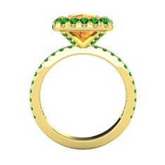 Sitrin ve yeşil kuvars 925 ayar altın kaplama gümüş yüzük