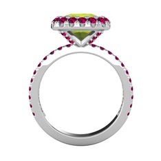 Hale Tektaş Yüzük - Peridot ve rodolit garnet 18 ayar beyaz altın yüzük #1rqpb2d