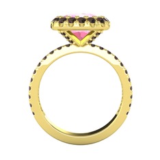 Hale Tektaş Yüzük - Pembe kuvars ve dumanlı kuvars 8 ayar altın yüzük #1ryrvt6