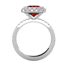 Hale Tektaş Yüzük - Garnet ve beyaz zirkon 925 ayar gümüş yüzük #1semhgm