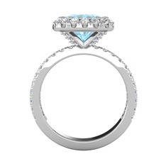 Hale Tektaş Yüzük - Akuamarin ve pırlanta 14 ayar beyaz altın yüzük (0.84 karat) #1sez12e