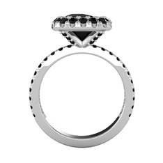 Hale Tektaş Yüzük - Siyah zirkon 14 ayar beyaz altın yüzük #1sml0p9