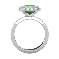 Hale Tektaş Yüzük - Yeşil kuvars ve swarovski 8 ayar beyaz altın yüzük #1spmt1c