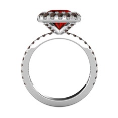 Hale Tektaş Yüzük - Garnet ve dumanlı kuvars 14 ayar beyaz altın yüzük #1sx1cad