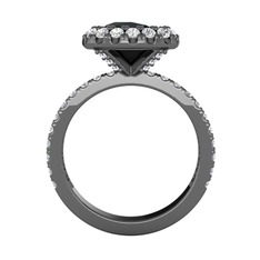 Hale Tektaş Yüzük - Siyah zirkon ve swarovski 925 ayar siyah rodyum kaplama gümüş yüzük #1t0r01