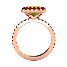 Peridot ve garnet 14 ayar rose altın yüzük