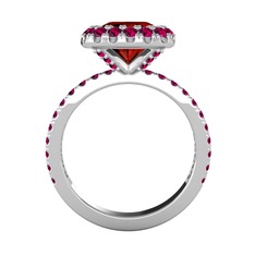 Hale Tektaş Yüzük - Garnet ve rodolit garnet 18 ayar beyaz altın yüzük #1tige7y