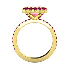 Hale Tektaş Yüzük - Pembe kuvars ve rodolit garnet 14 ayar altın yüzük #1tyjp0z