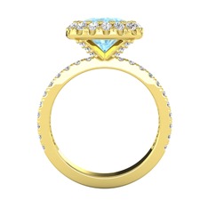 Hale Tektaş Yüzük - Akuamarin ve beyaz zirkon 14 ayar altın yüzük #1uavdr3