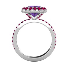 Hale Tektaş Yüzük - Ametist ve rodolit garnet 18 ayar beyaz altın yüzük #1ufym6c
